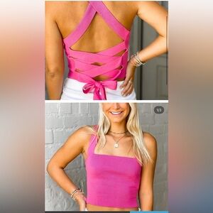 Pink Women's Top with Crisscross Back